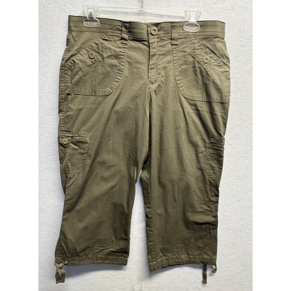 Gloria Vanderbilt Womens Olive Capri Cargo Pants Size 8